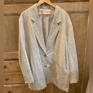 Vintage Cream Liz Claiborne Linen/Cotton Blazer, XXL
